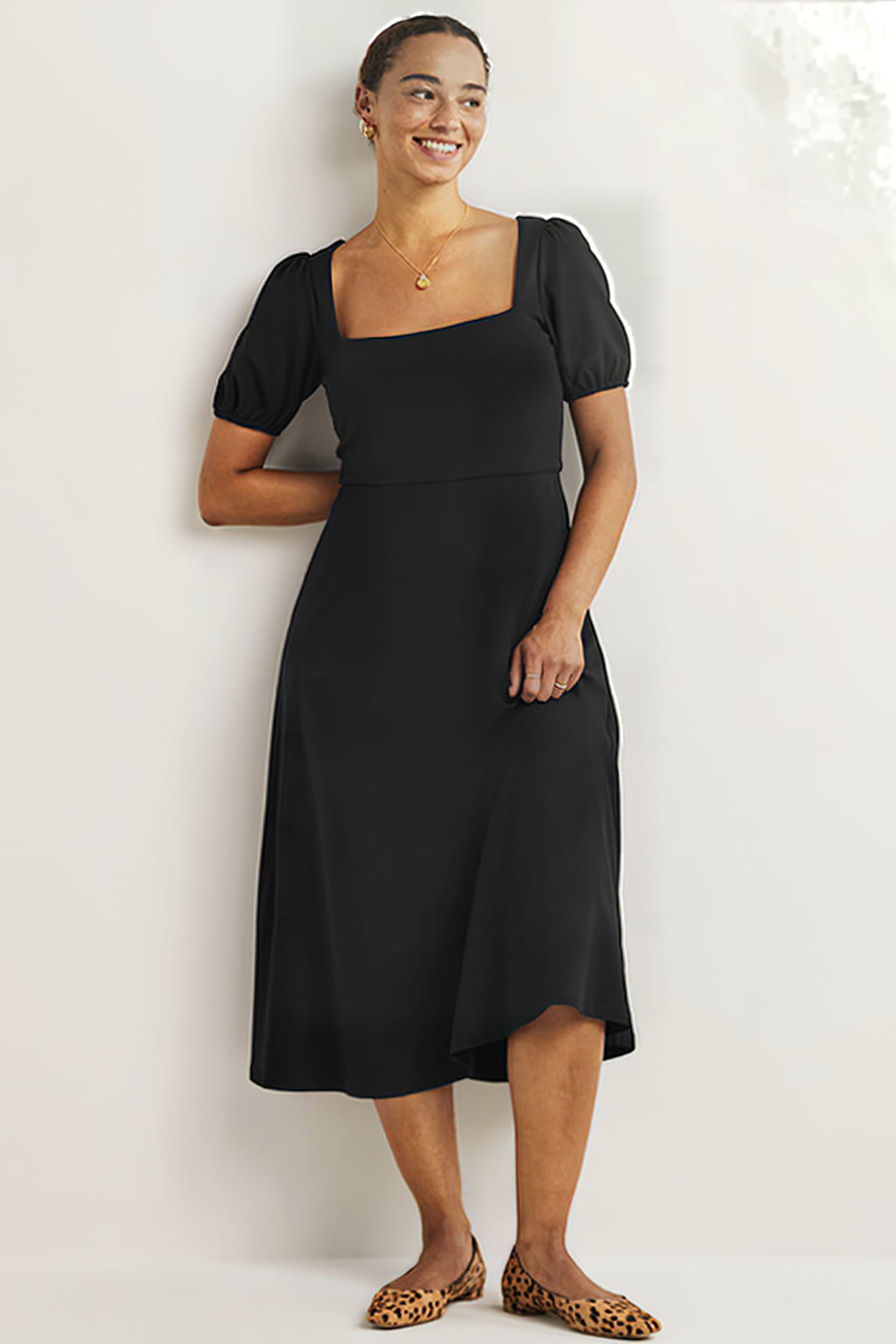 SHORT SLEEVE JERSEY MIDI DRESS BLK 1