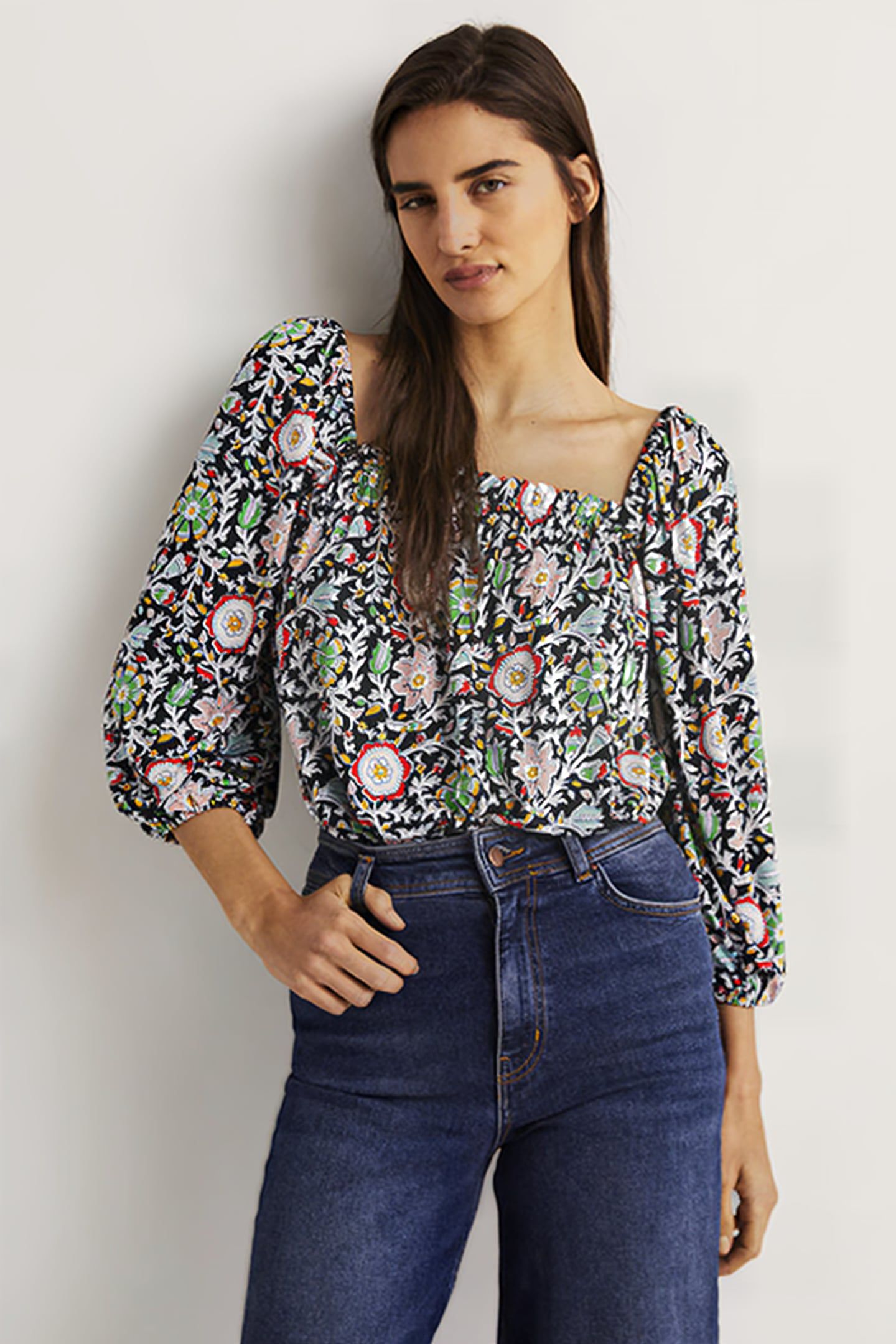 SQUARE NECK SWING JERSEY TOP CHK 1