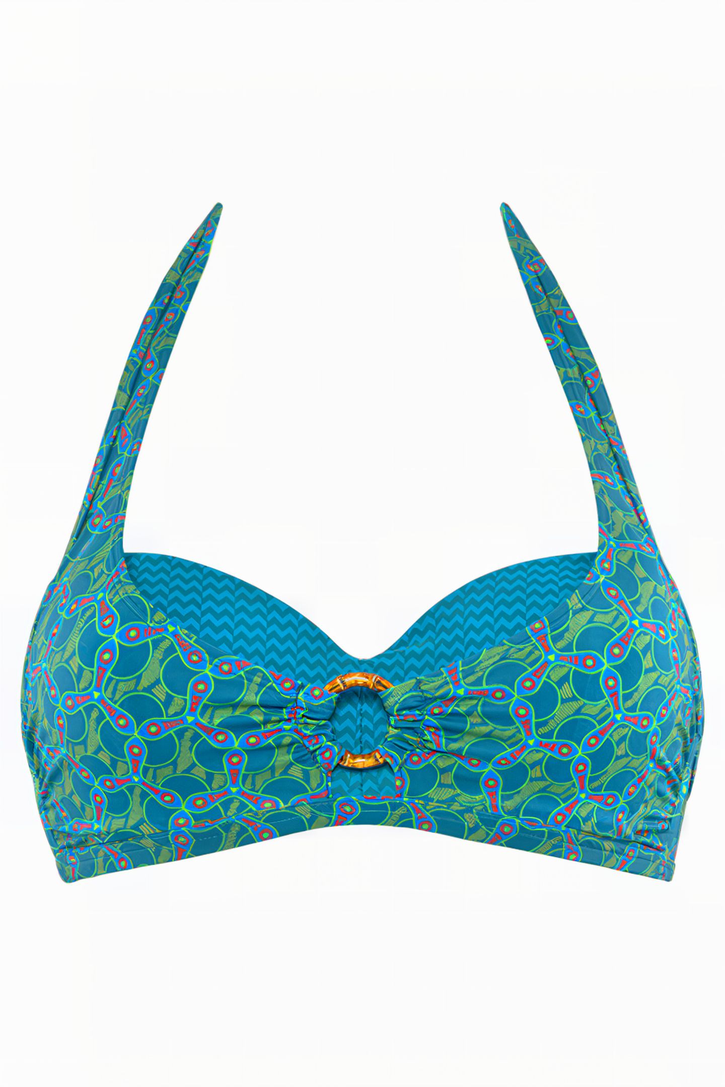 OCEANA LAGOON BLUE AND GREEN PLUNGE BALCONY BIKINI TOP 3