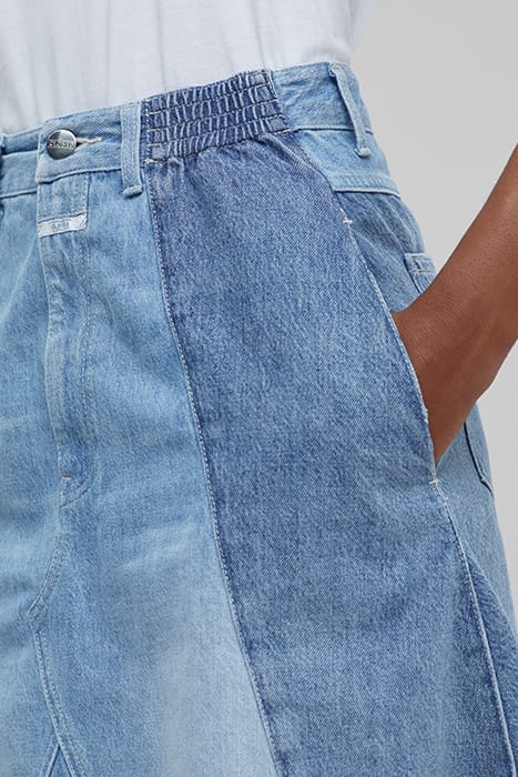 WOMEN DENIM PATCHWORK SKIRT MID BLUE 6