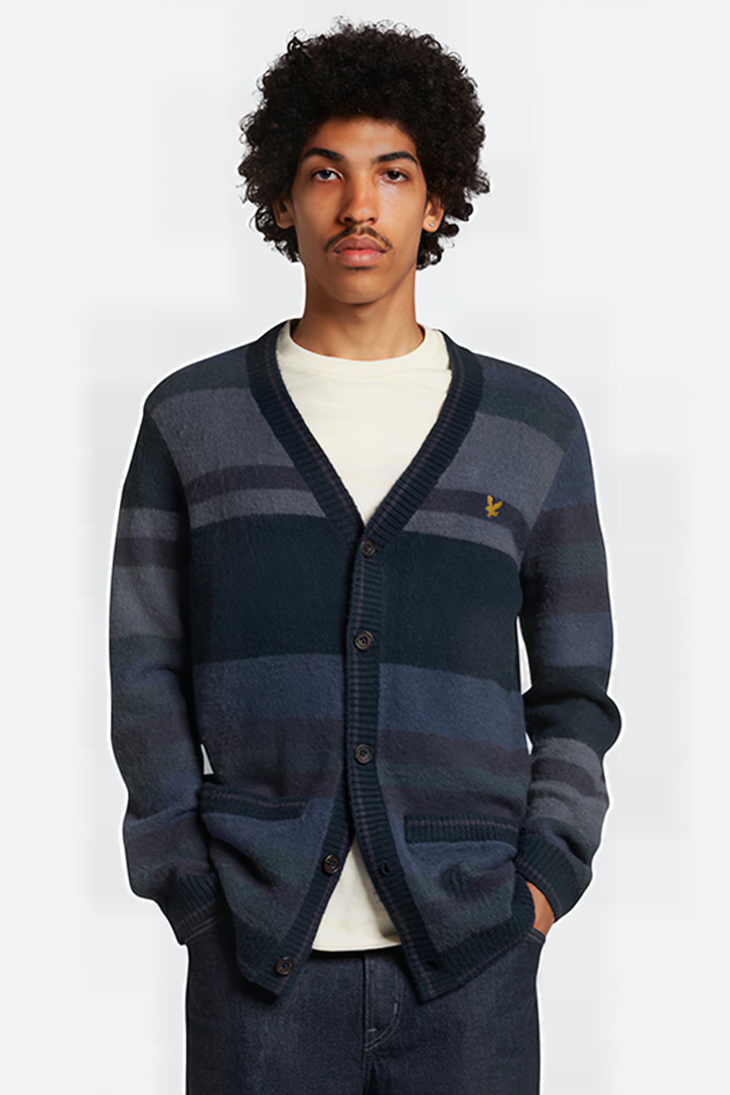 TEXTURED STRIPE CARDIGAN Z271 DARK NAVY 1