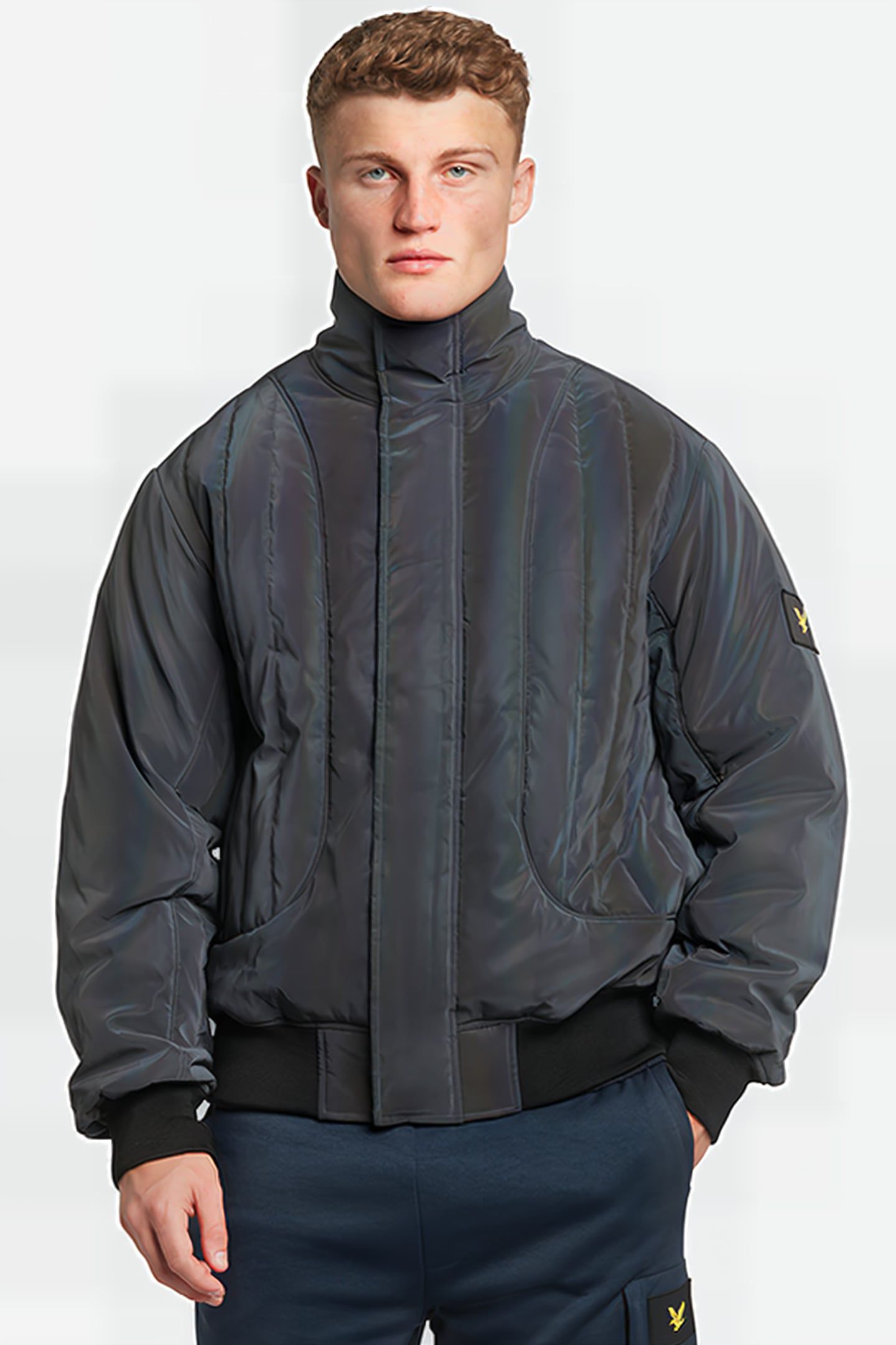 IRIDESCENT PADDED BOMBER Z865 JET BLACK 1