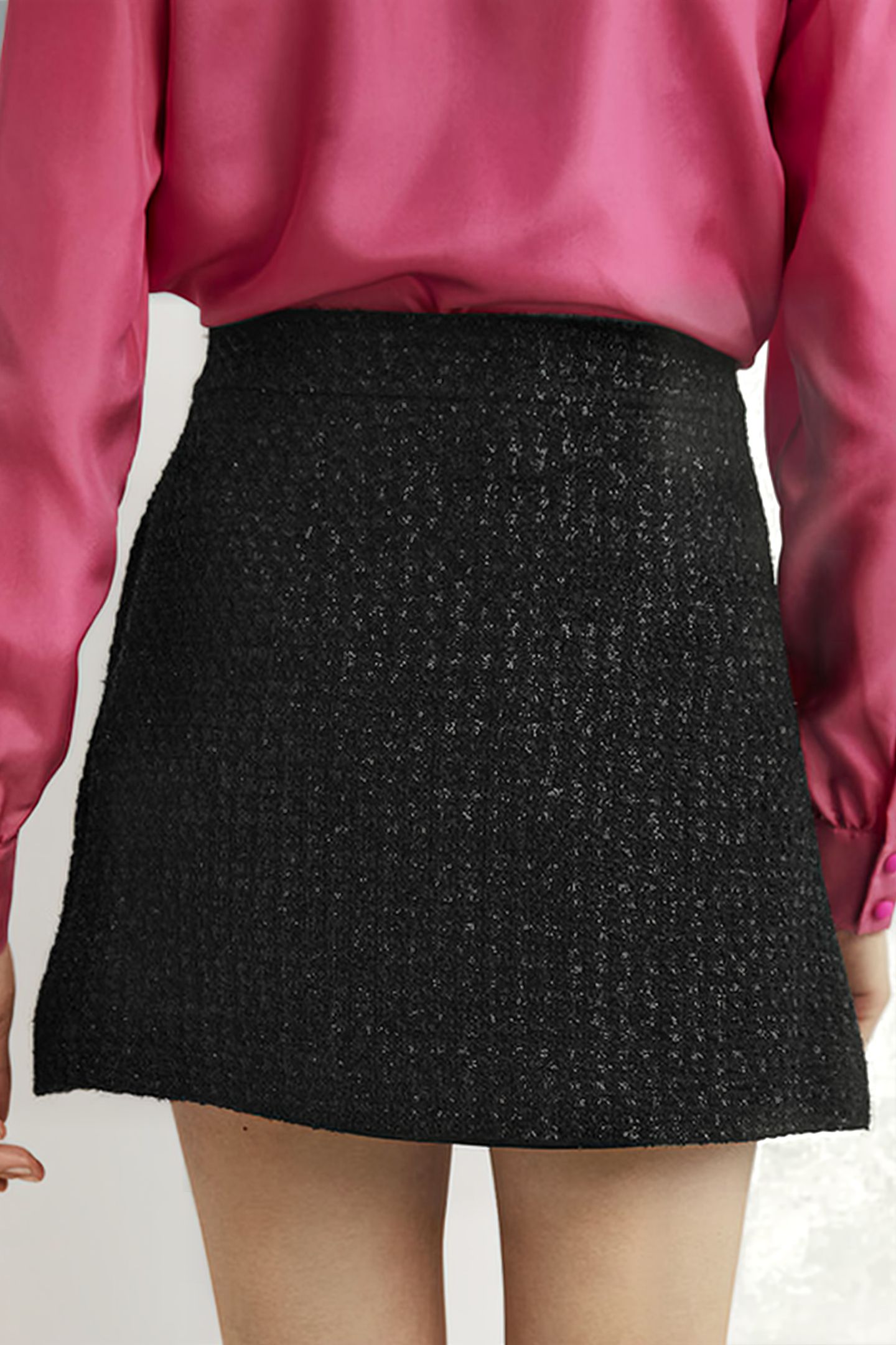 TWEED METALLIC MINI SKIRT BLK 2