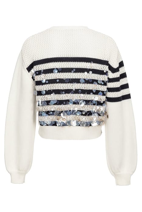 CARRENO MAGLIA RETE COTONE RIG ECRU/NAVY BLUE 6