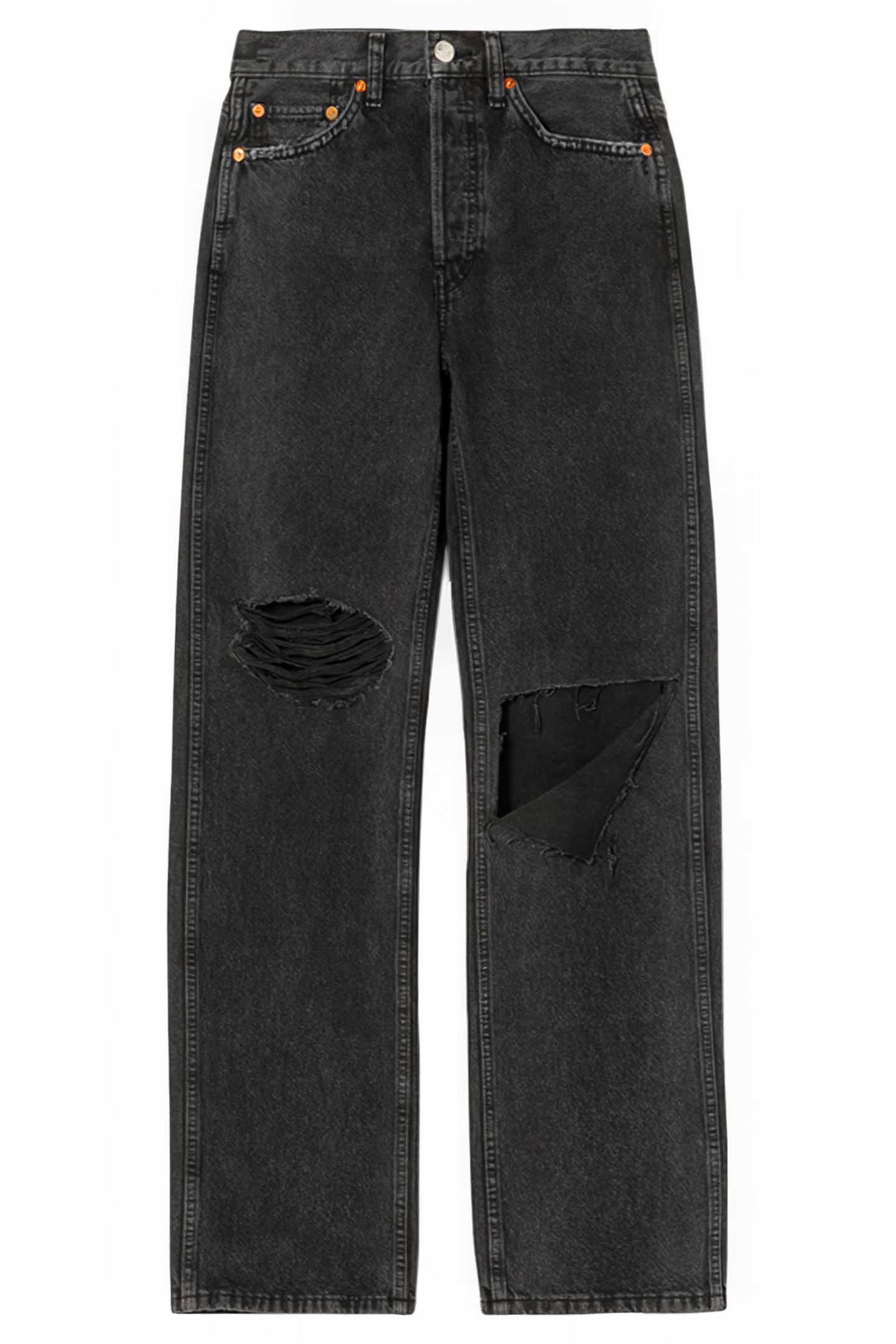 90S HIGH RISE LOOSE WASHED BLK WITH RIP 1