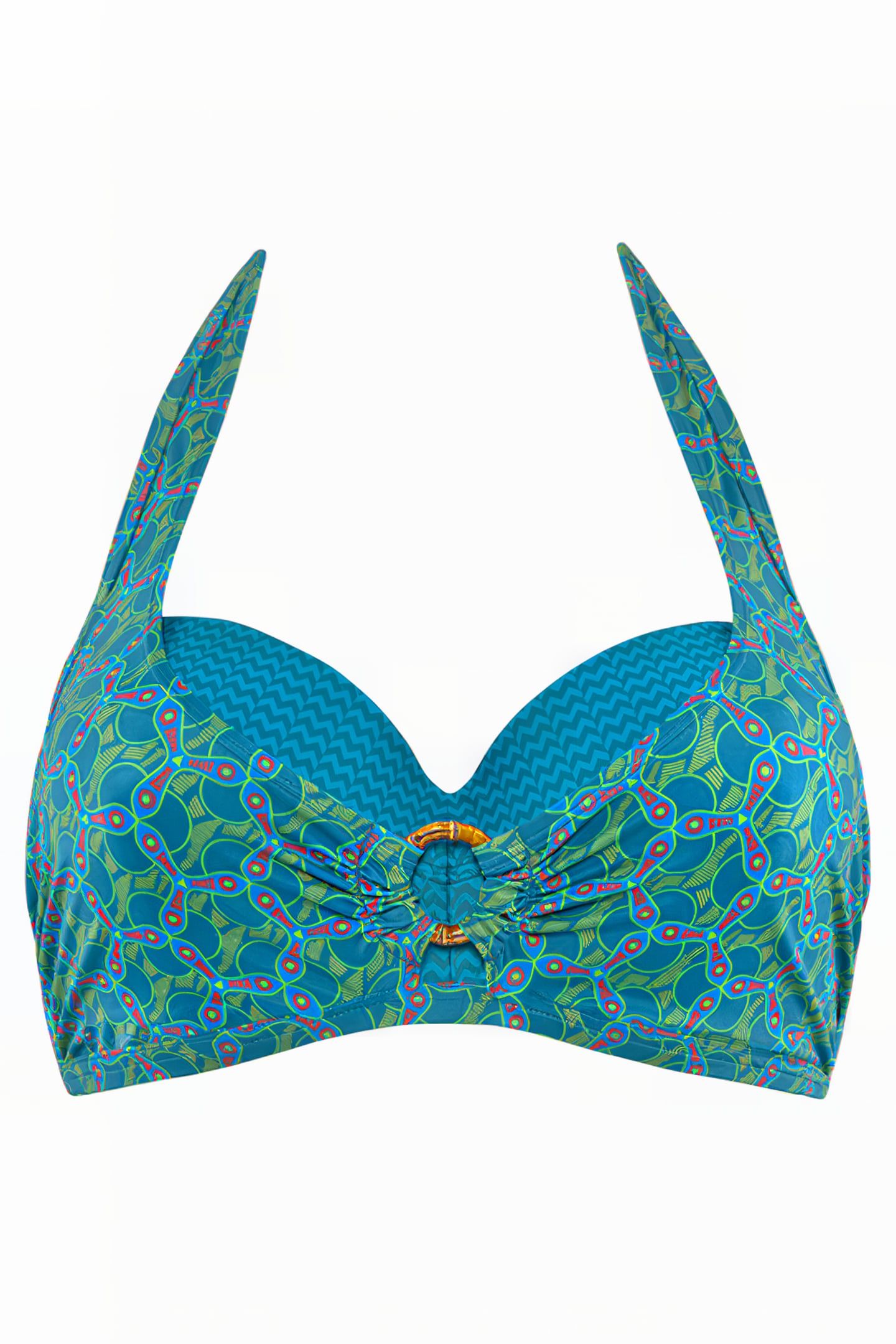 OCEANA LAGOON BLUE AND GREEN PLUNGE BALCONY BIKINI TOP 3