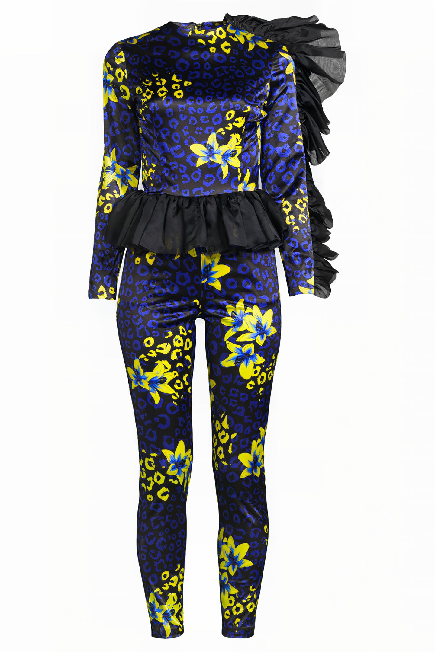 WOMEN‘S SIDE VOLANT OVERALL BLUE LILLY PRINT 3