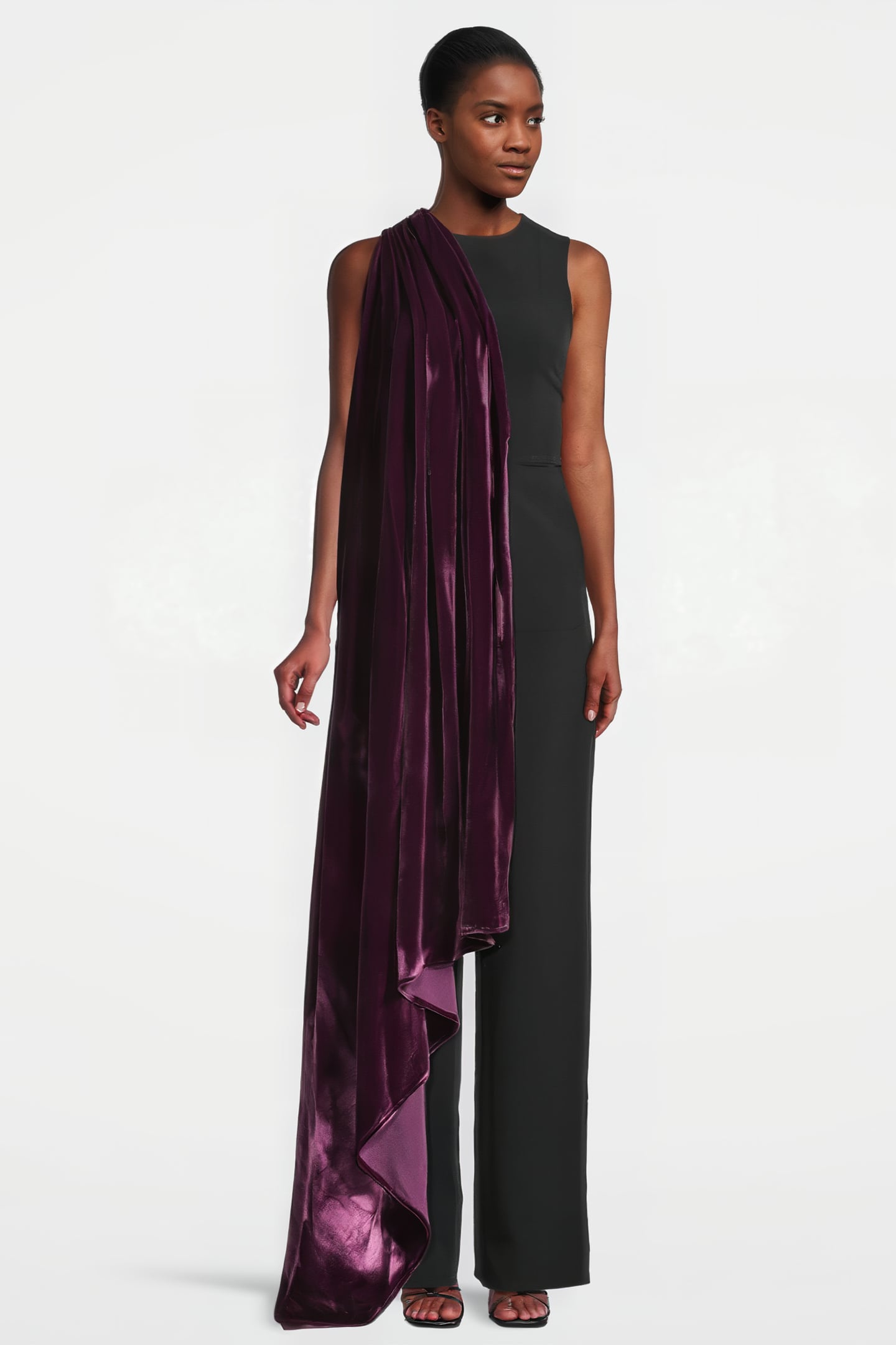 WOMEN‘S LOOSE-FIT OVERALL WITH FRONT DRAPING DETAIL BLACK 1