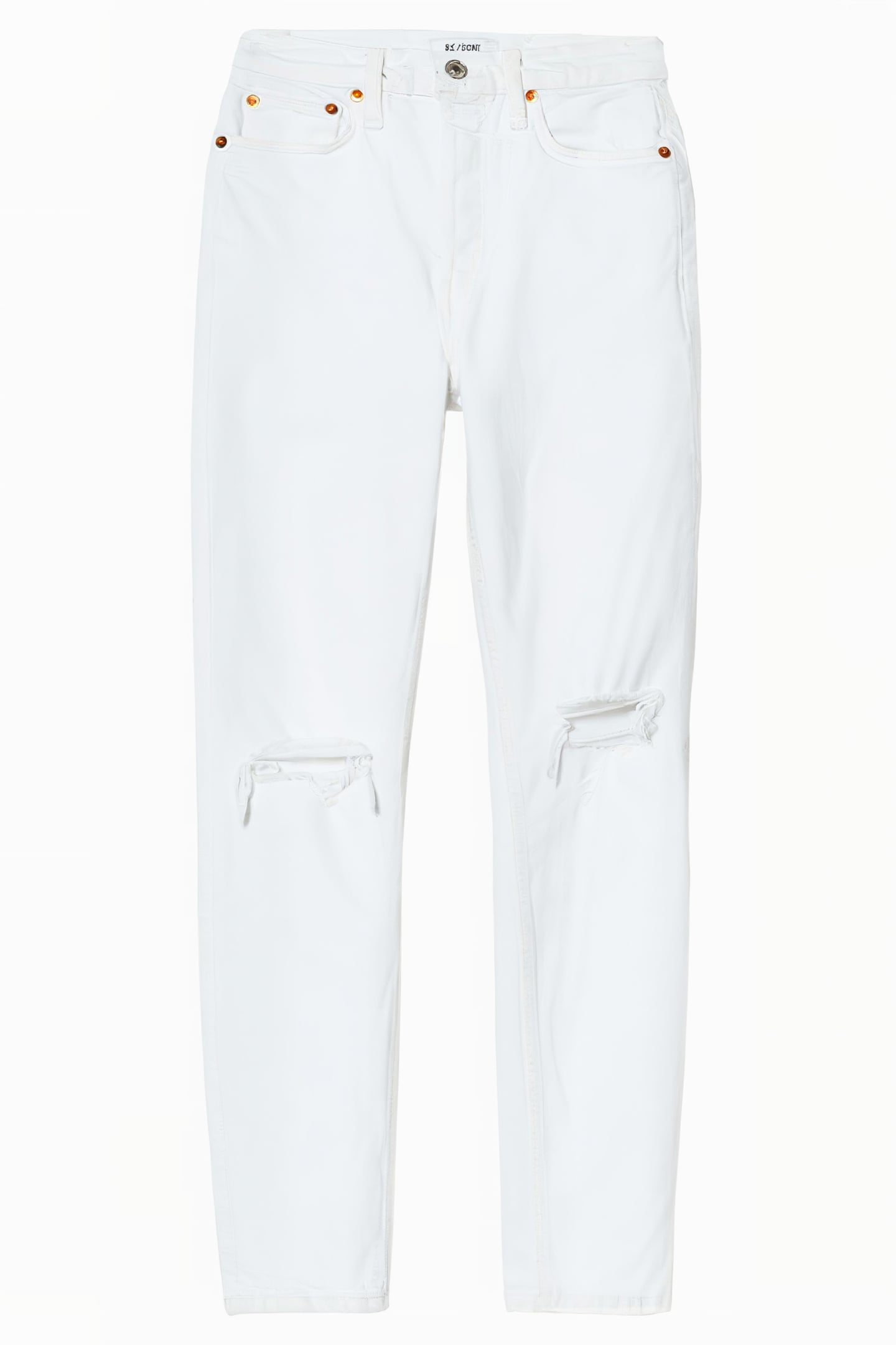 90S HIGH RISE ANKLE CROP WHITE DESTROYED 1