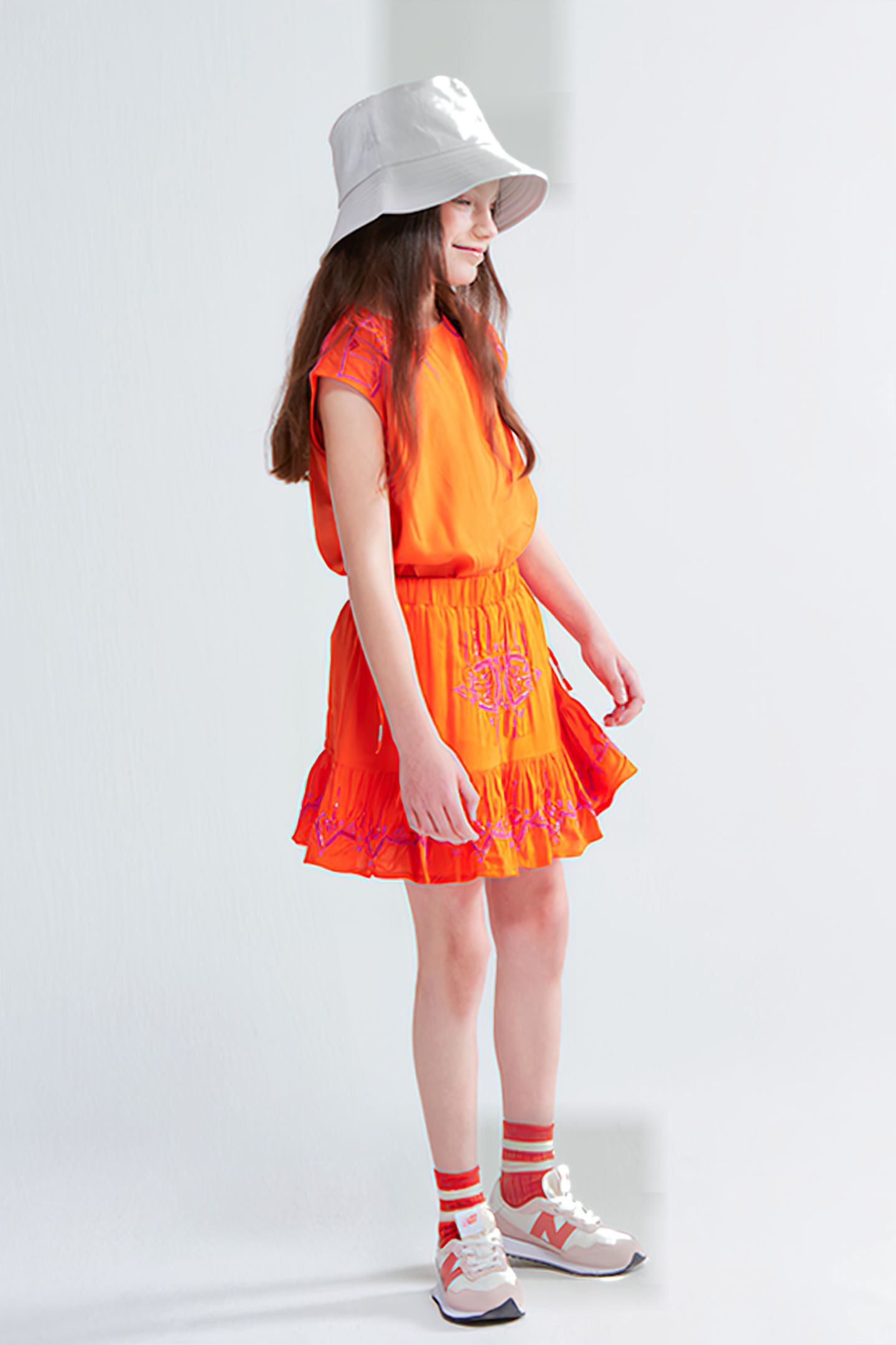 GA- ETHNIC SKIRT JILL&MITCH BY SHOEBY ORANGE 2