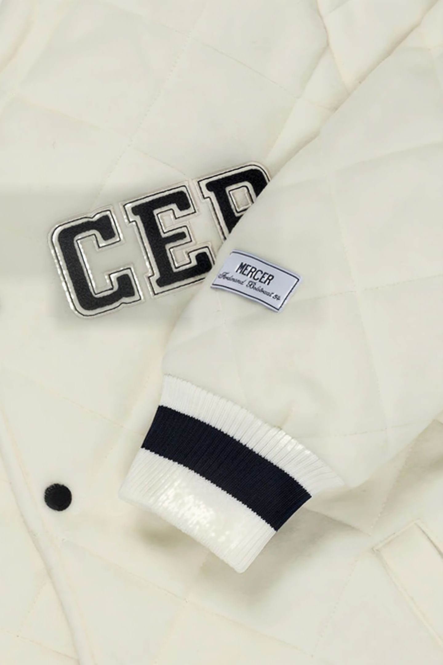 THE MERCER-QUILTED VARSITY WOOL - UNISEX CRÈME 4