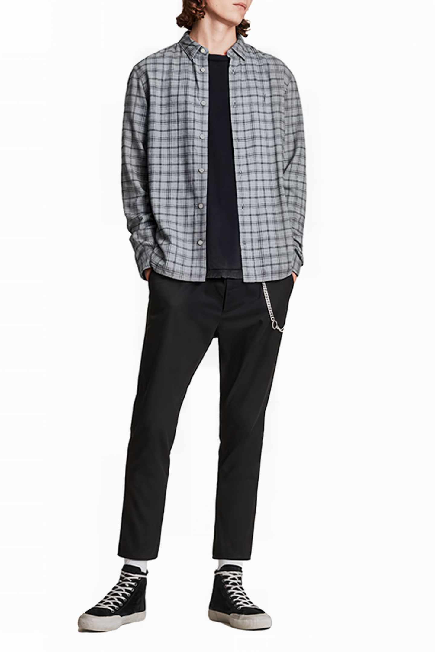 TOLLAND LS SHIRT GREY MARL 2