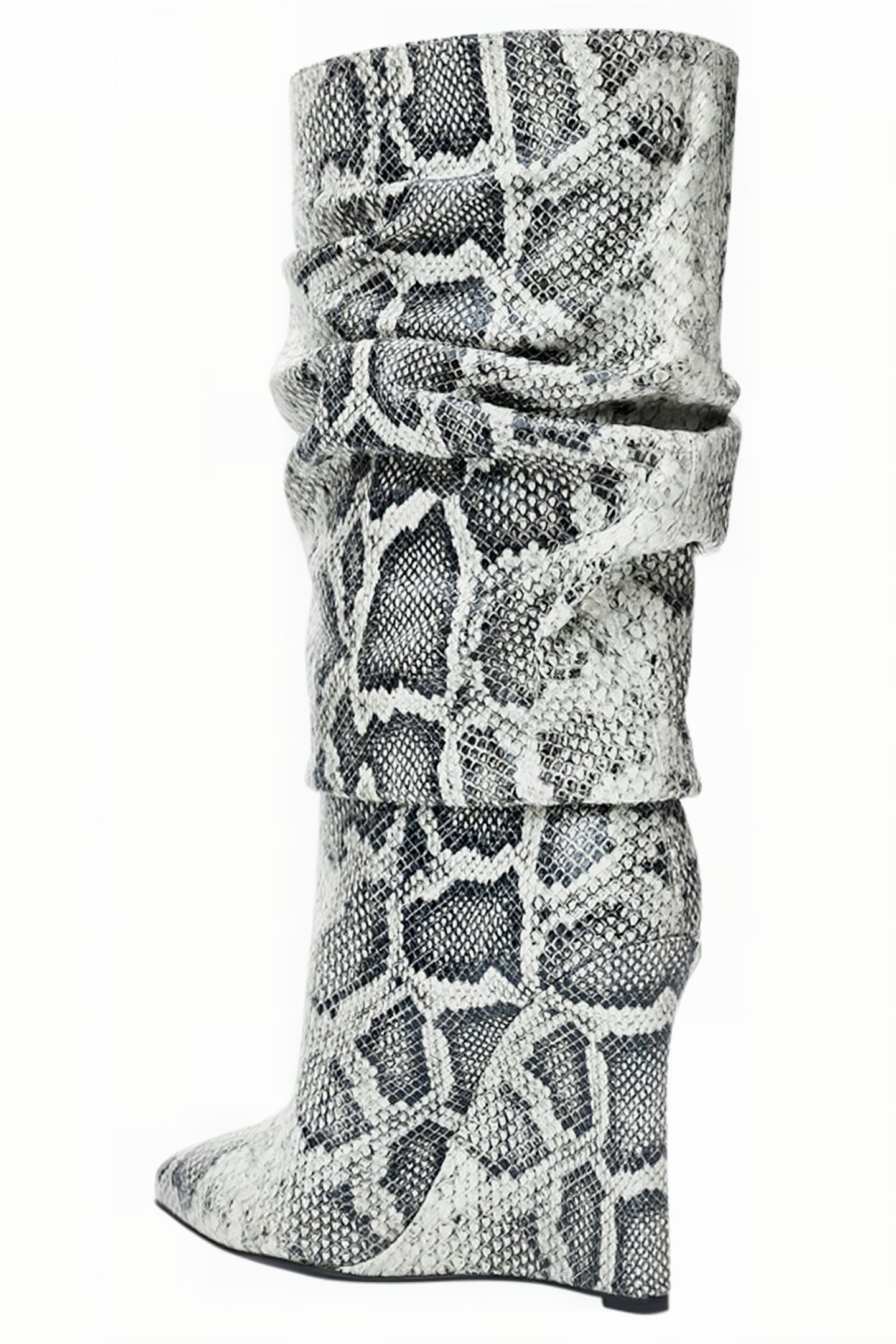 PYTHON-EMBOSSED WEDGE BOOTS WHITE SNAKE 4