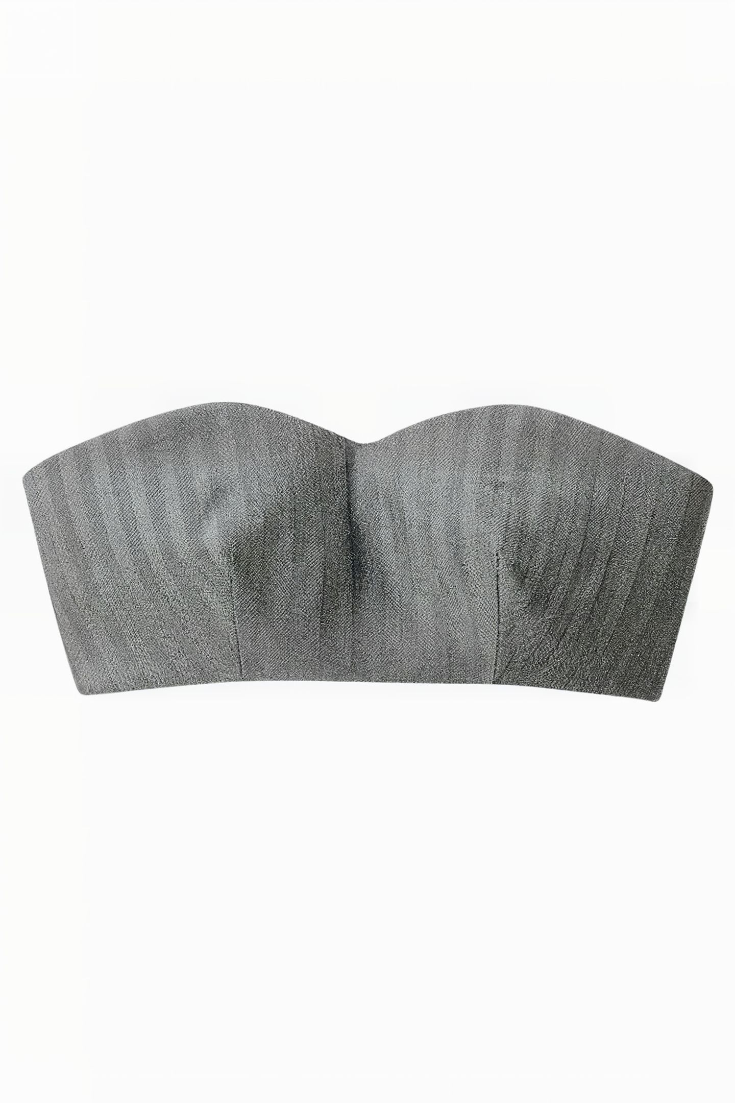 STRAPLESS BUSTIER TOP SILVER HERRINGBONE 3
