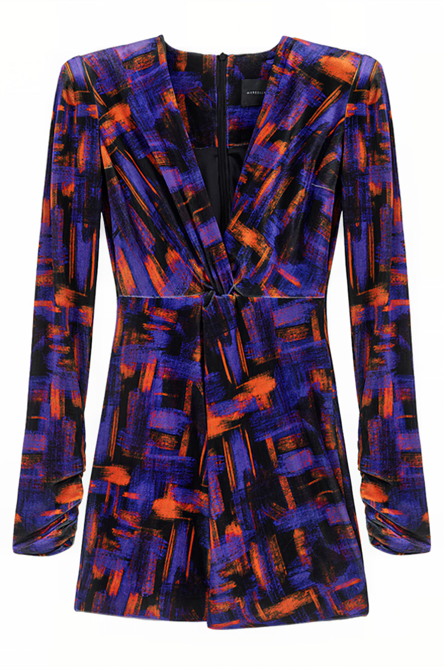 RUCHED VELVET DRESS PAINT PRINT 4