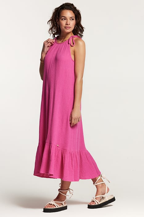 ANTIBES DRESS MOUSSELINE WAFFLE AZALEA PINK 3