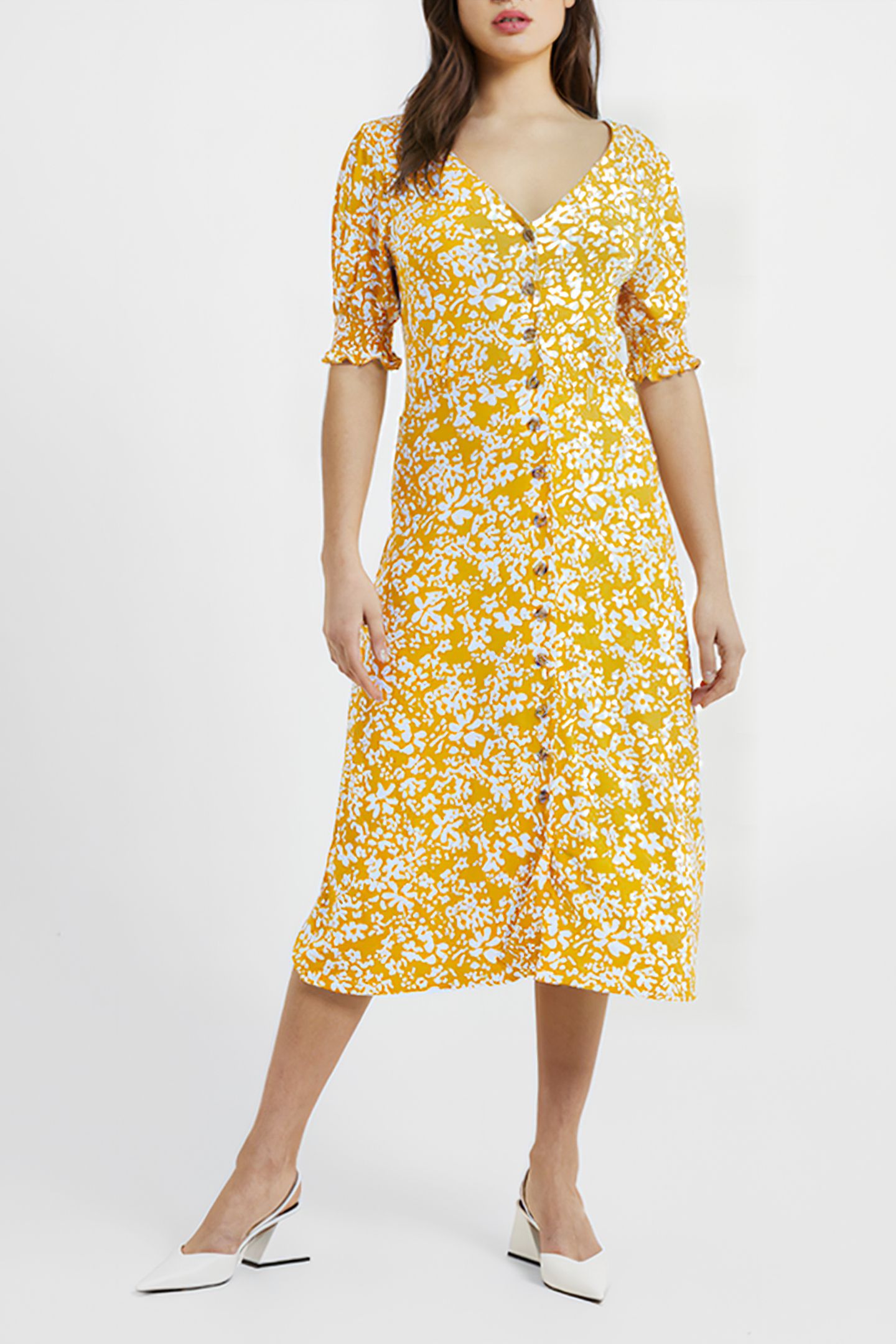 VEE BUTTON-THRU M SAFFRON / WHITE 5