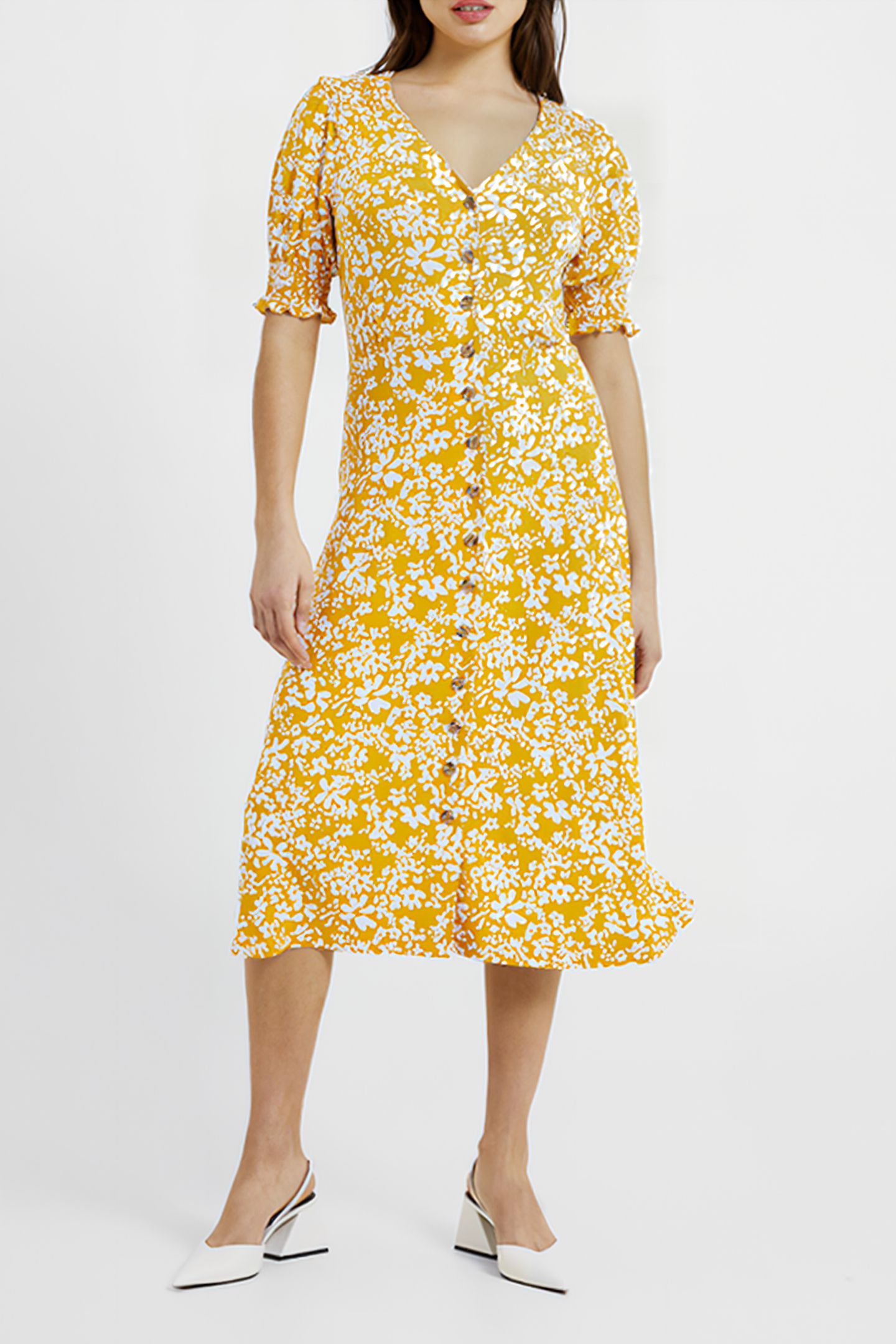 VEE BUTTON-THRU M SAFFRON / WHITE 3