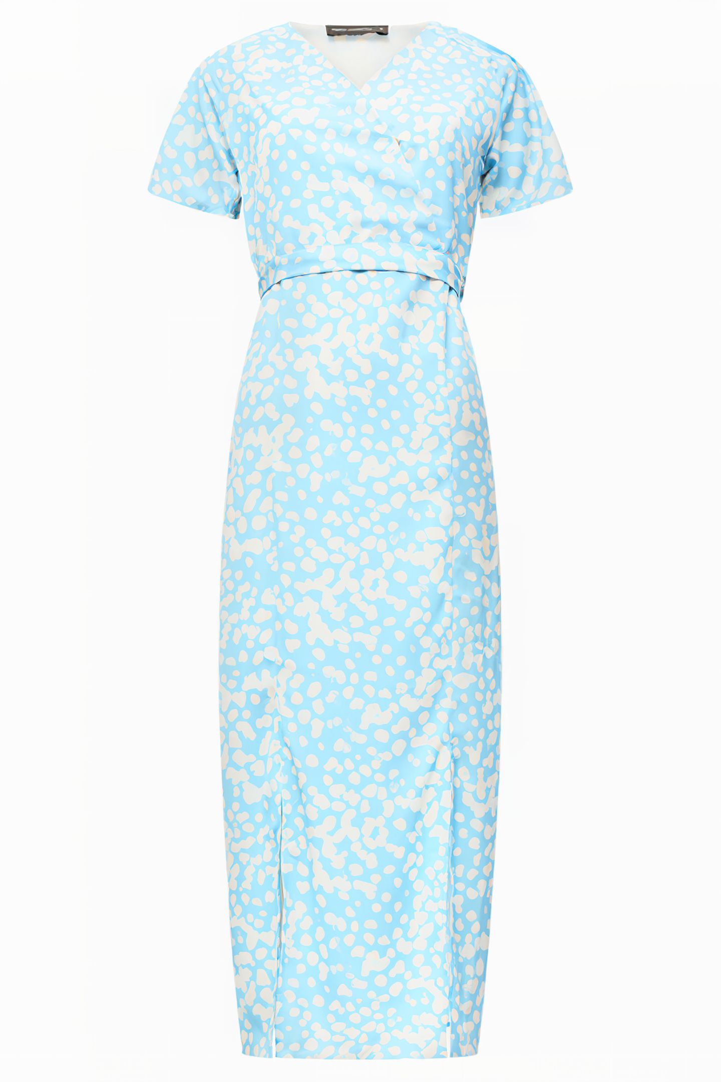 AIMEE WRAP SS DRESS CORNFLOWER / ECRU 1