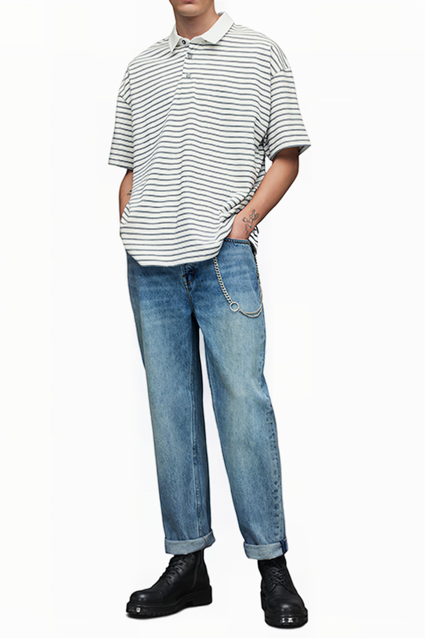 AVE SS POLO CHALK WHT/JET BLK 4