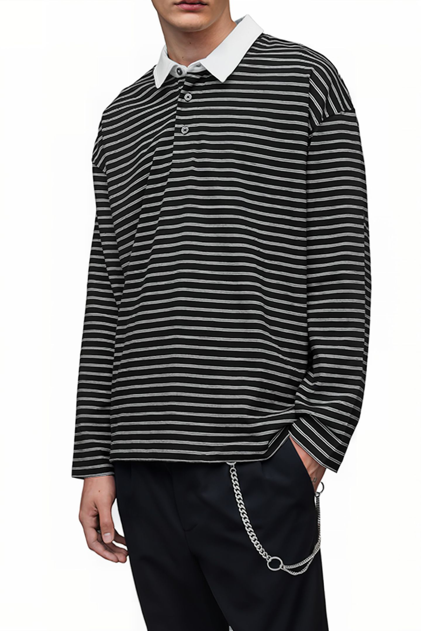 AVE LS POLO JET BLK/CHALK WHT 5