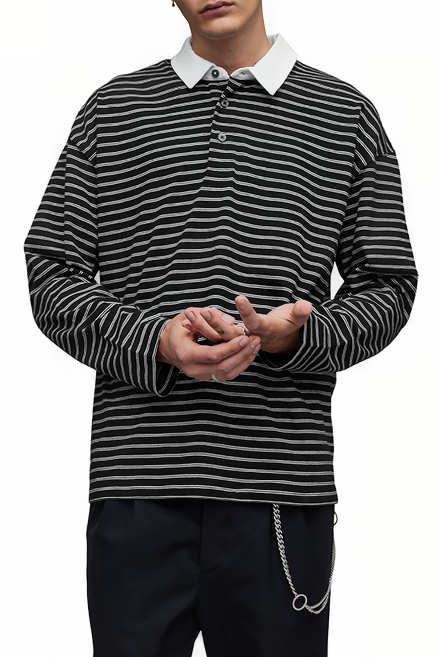 AVE LS POLO JET BLK/CHALK WHT 1