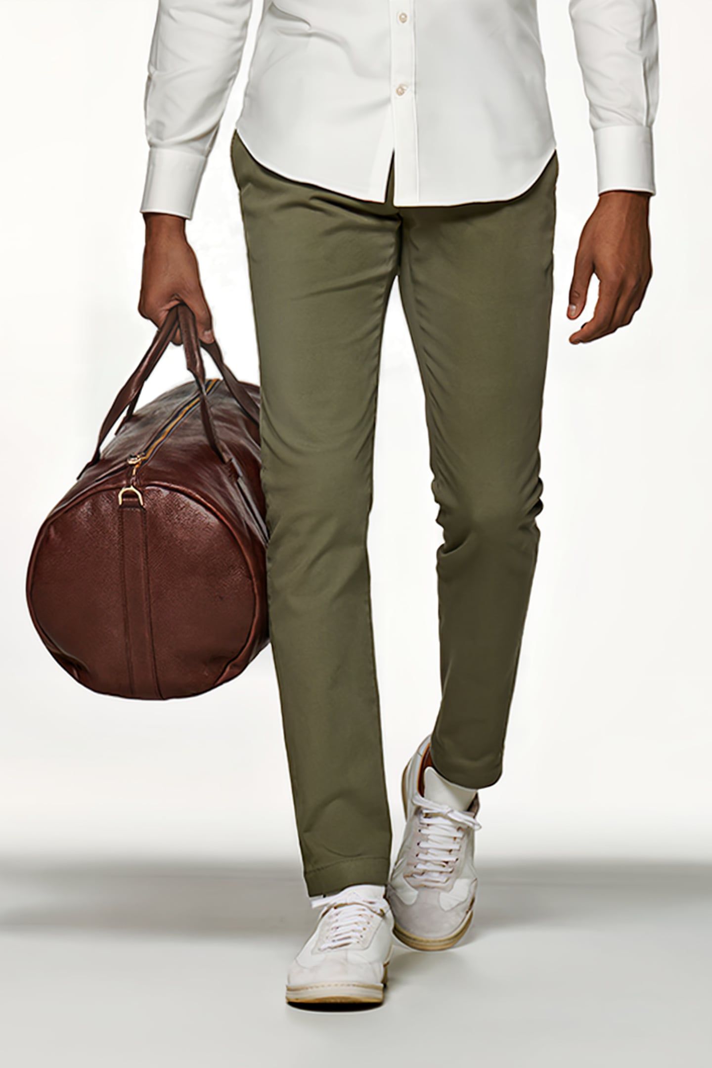 MID GREEN PLEATED CAMPO CHINO 1