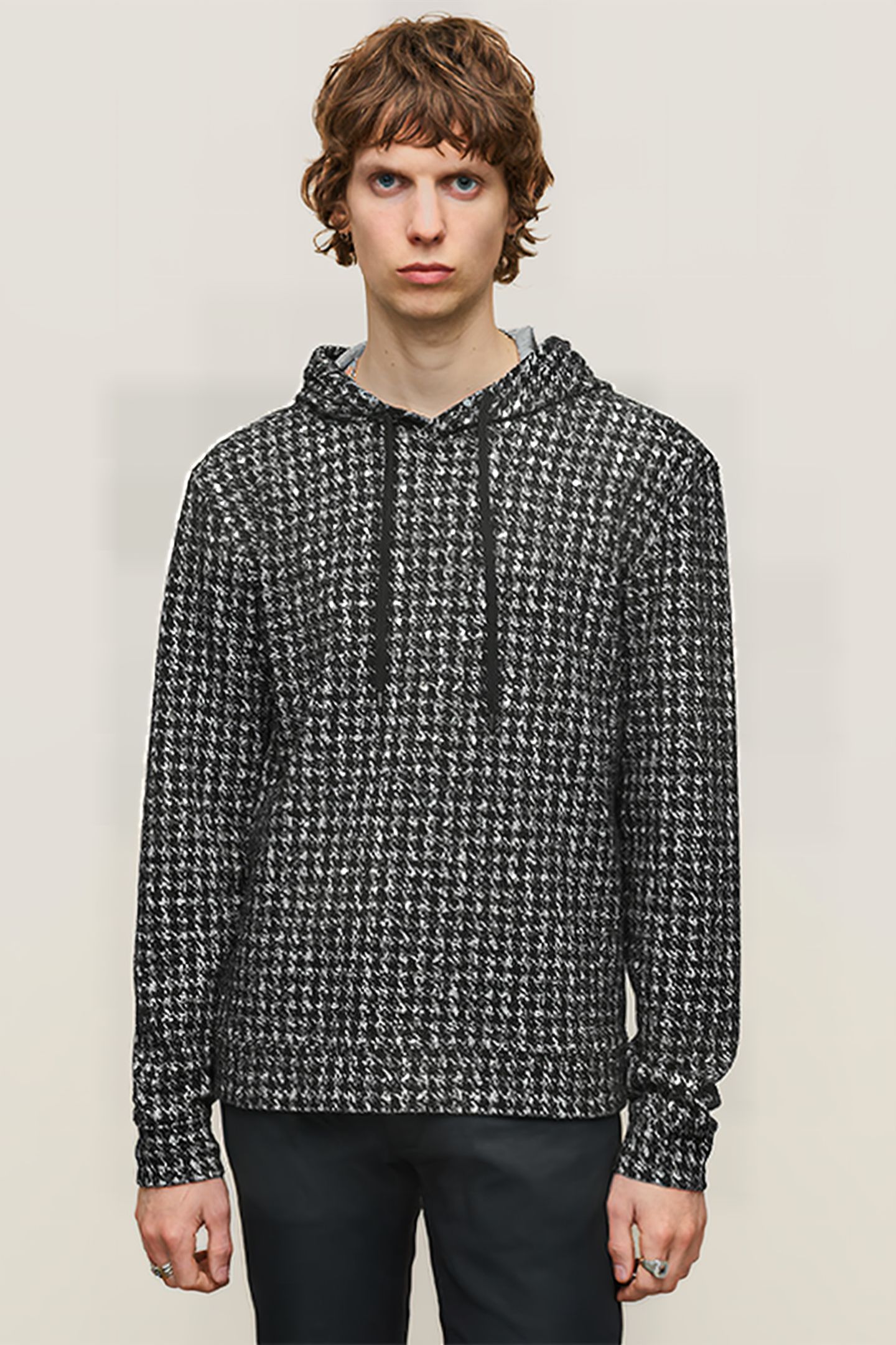 DELANCEY REGULAR FIT LS POP-UP HOODIE BLACK 1