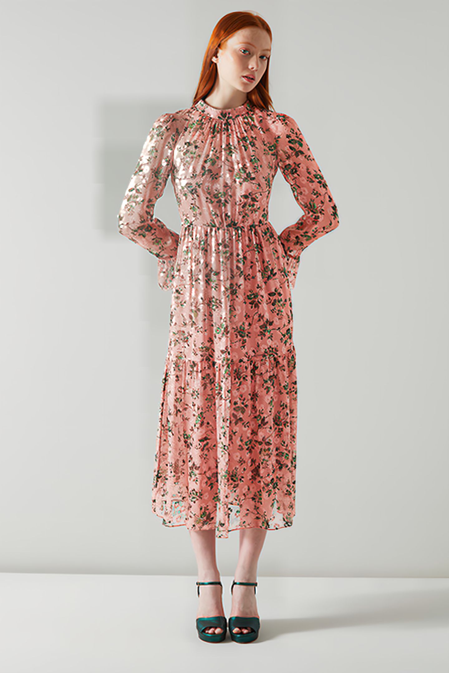 SWINTON MIDI DRESS PINK 1