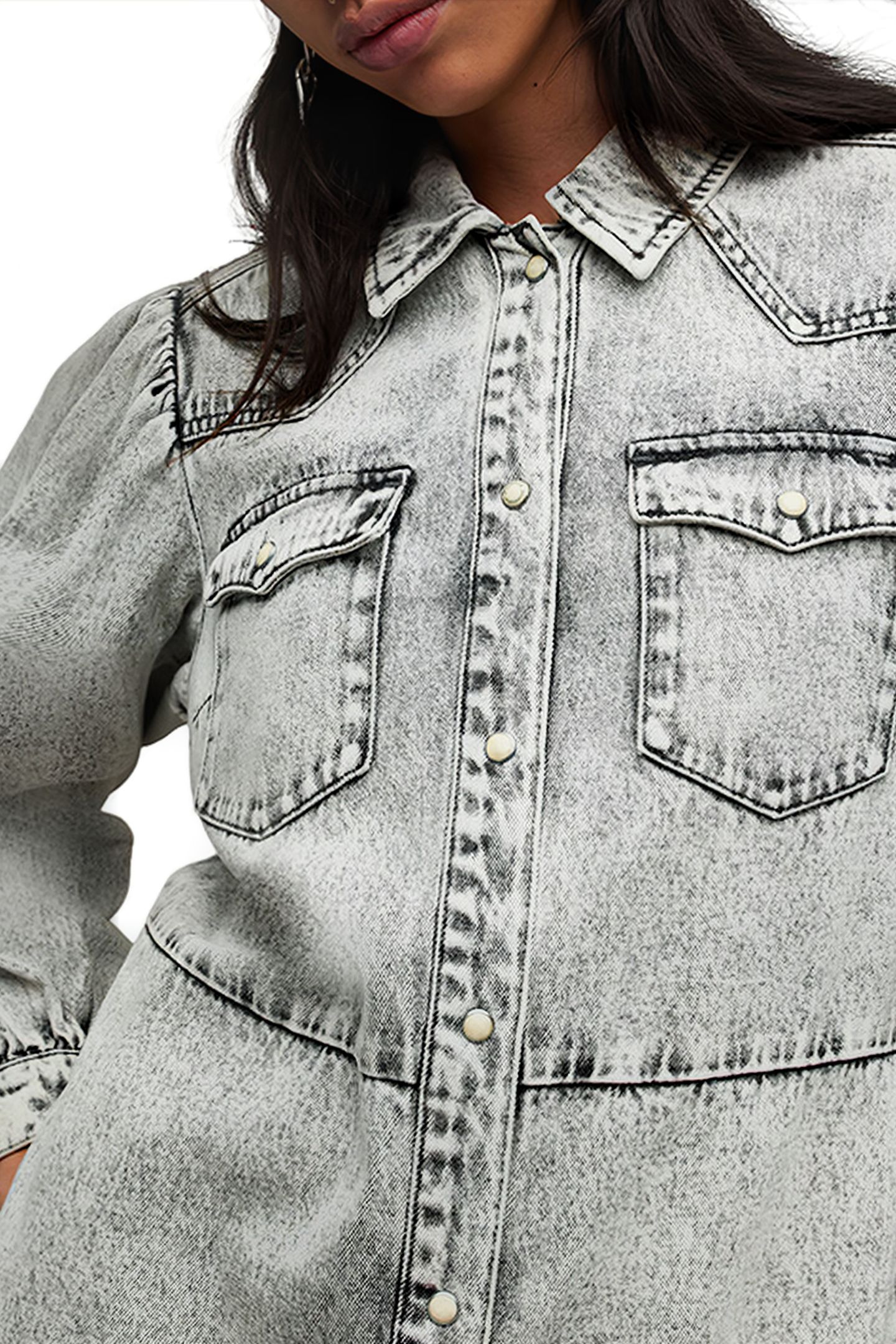 AVA DENIM DRESS SNOW GREY 5