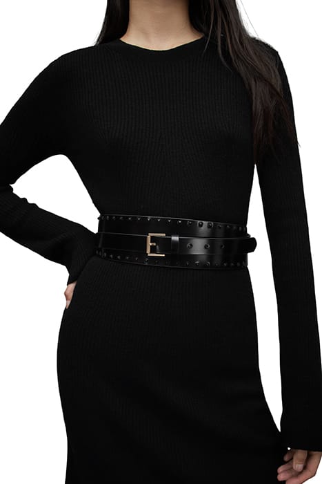 MAXIE STUD DBLE BELT BLACK/MATTE BLACK 2