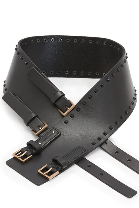 MAXIE STUD DBLE BELT BLACK/MATTE BLACK 4