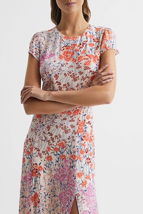 LUNA MIDI DRESS — CORAL/WHITE 4