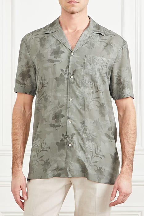 MARCIANO BY GUESS BILLY BOWLING SHIRT MOSSY GREEN FLOWER CAS 1