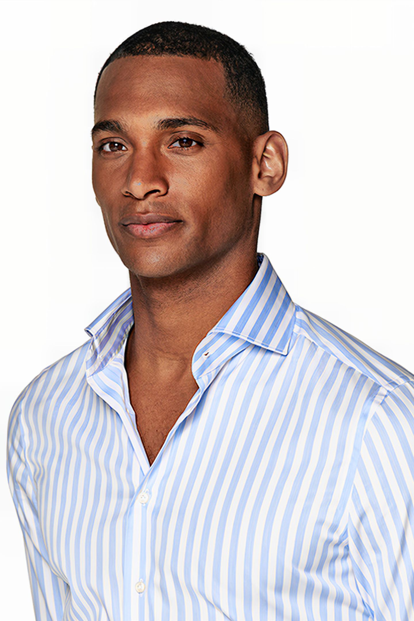 LIGHT BLUE STRIPED TWILL EXTRA SLIM FIT SHIRT 5