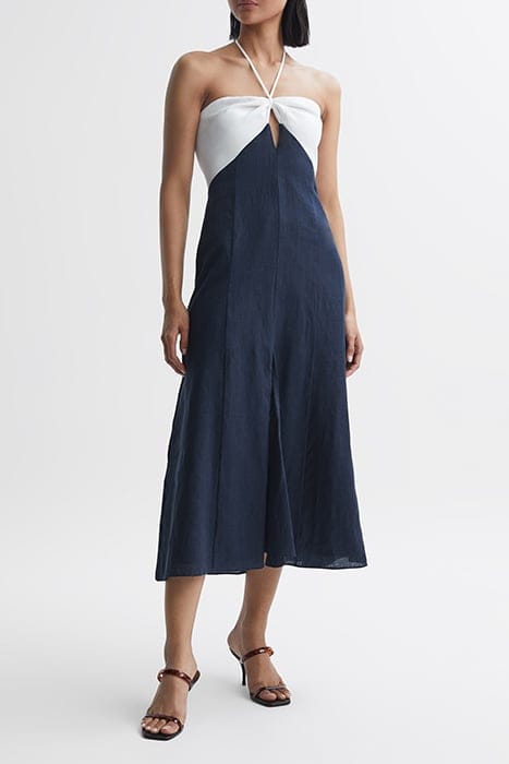 SIAN MIDI DRESS NAVY/WHITE 1
