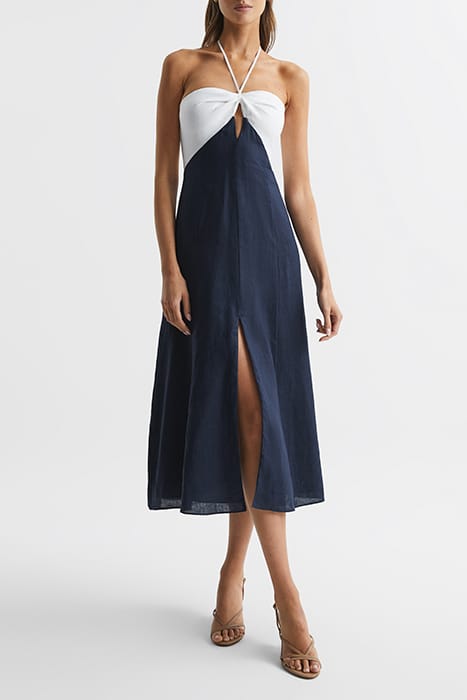 SIAN MIDI DRESS NAVY/WHITE 3
