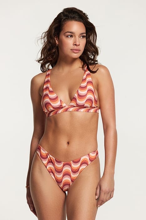 LADIES AMY BIKINI SET GROOVY WAVE FROZEN CHOCO BROWN 1