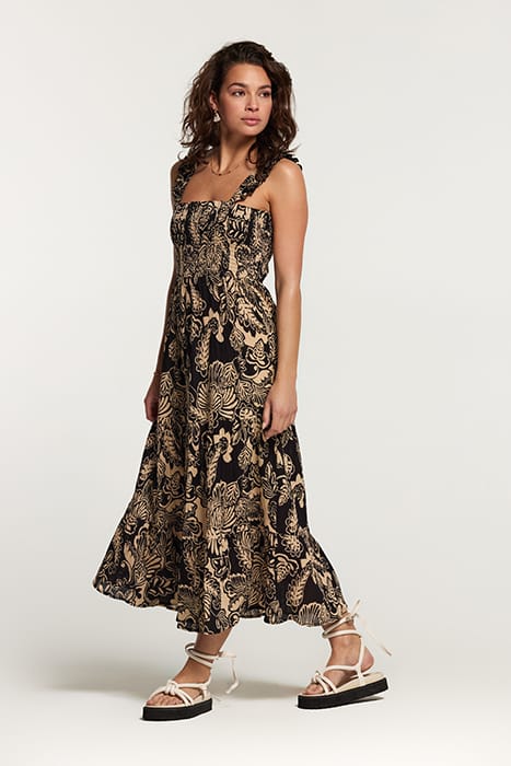 LADIES SEYCHELLES DRESS ARTSY LEAVES BLACK 3