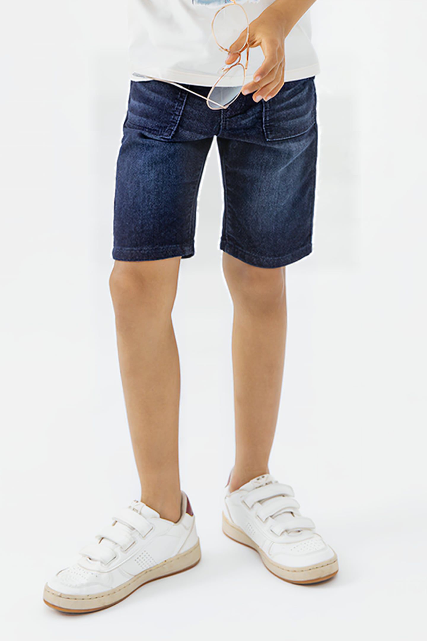 BOYS’ RAW DENIM BERMUDA SHORTS WITH SLOGAN CORDS 1