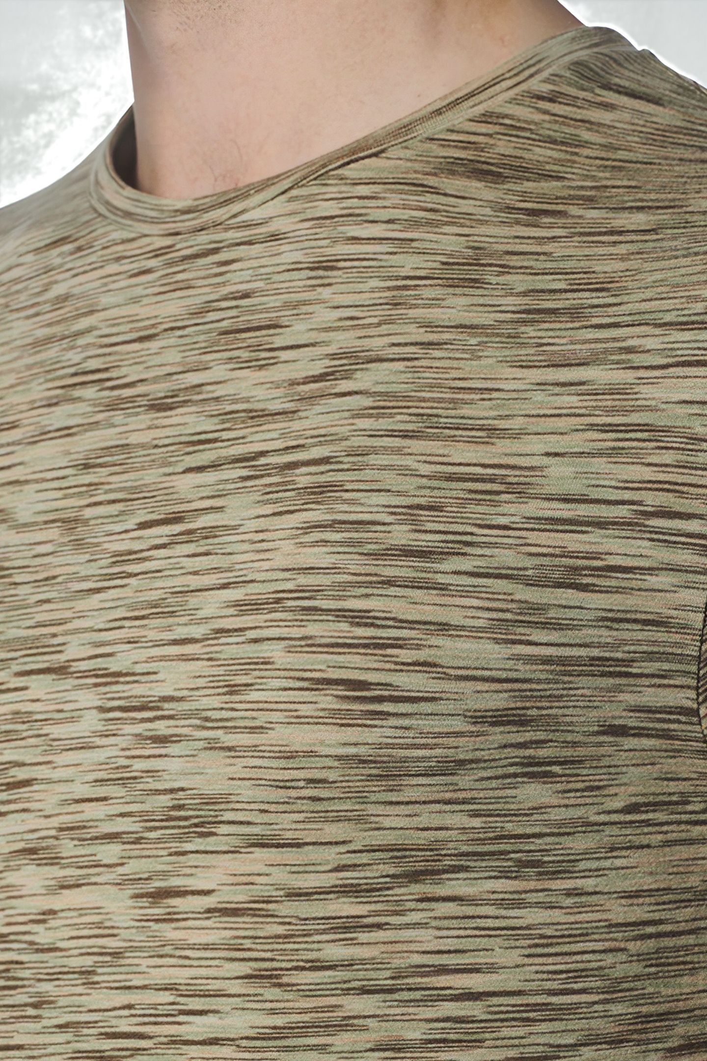 T-SHIRT CREWNECK MULTI COLOURED YARN DYED MELANGE SMOKE GREE 6