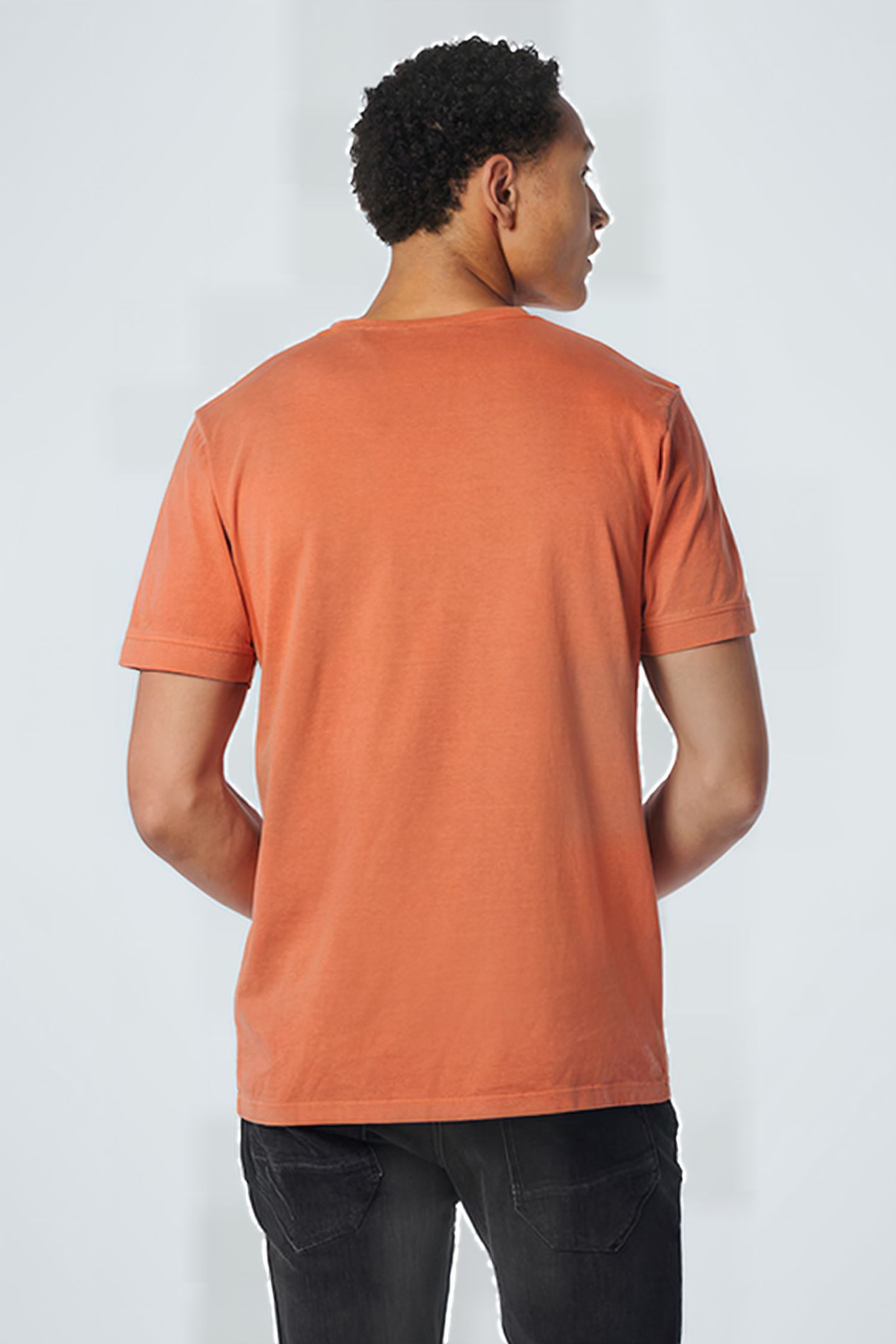 T-SHIRT CREWNECK PRINT GARMENT DYED PAPAYA 2