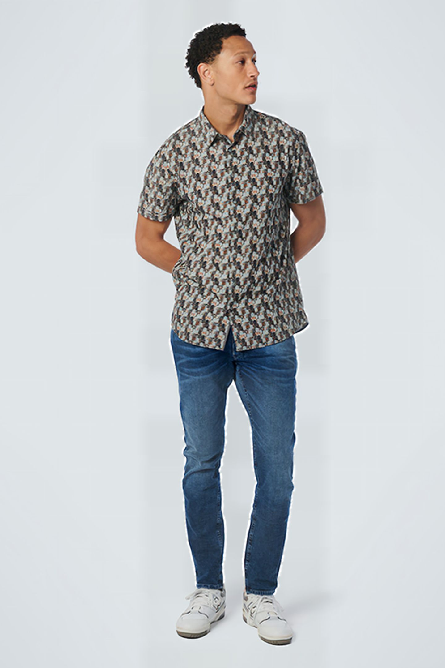 SHIRT SHORT SLEEVE ALLOVER PRINTED LIGHT AQUA 3