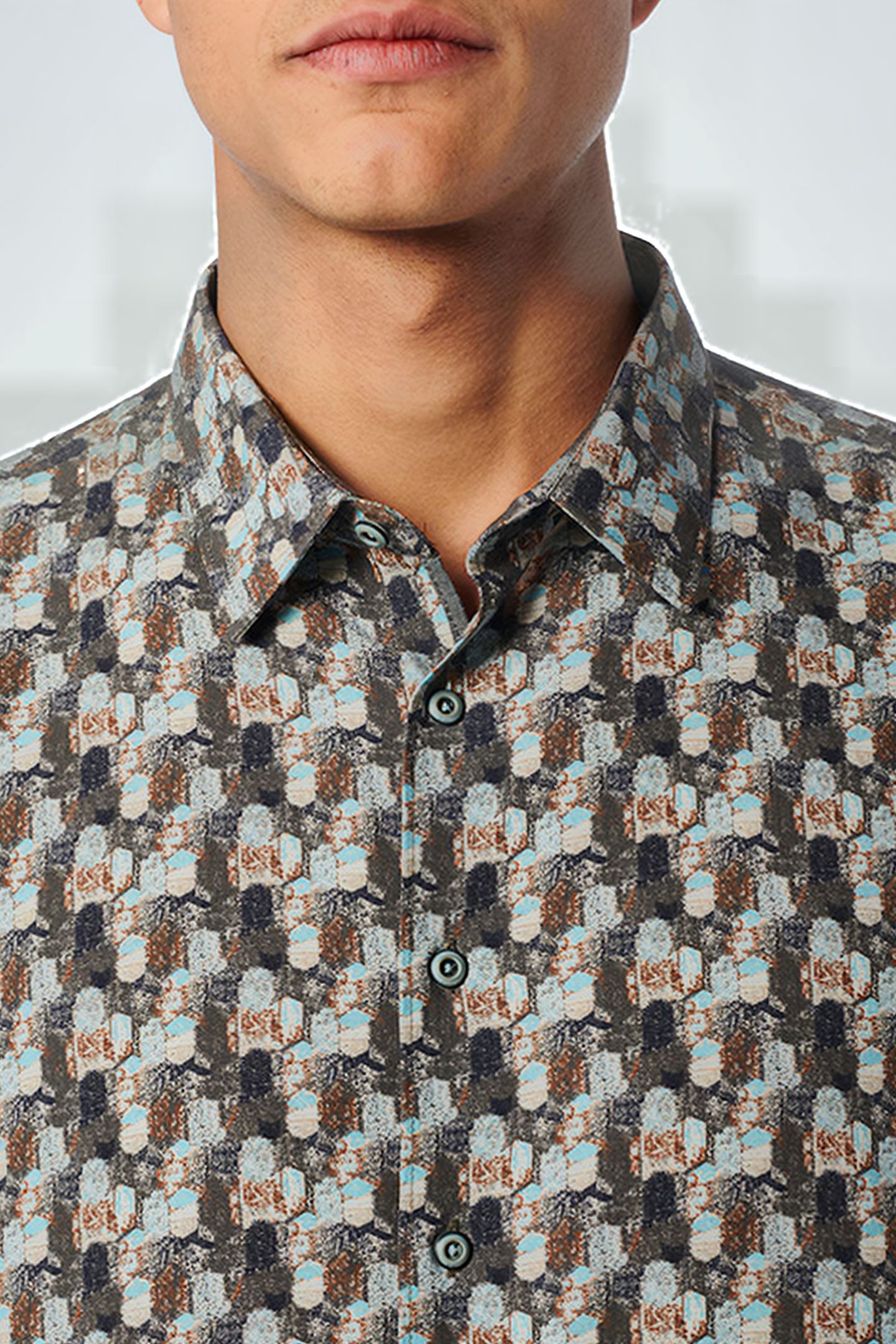 SHIRT SHORT SLEEVE ALLOVER PRINTED LIGHT AQUA 6