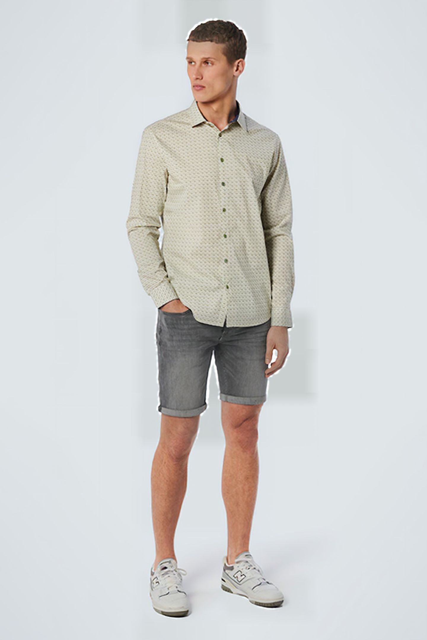 SHIRT ALLOVER PRINTED STRETCH LIGHT GREEN 3