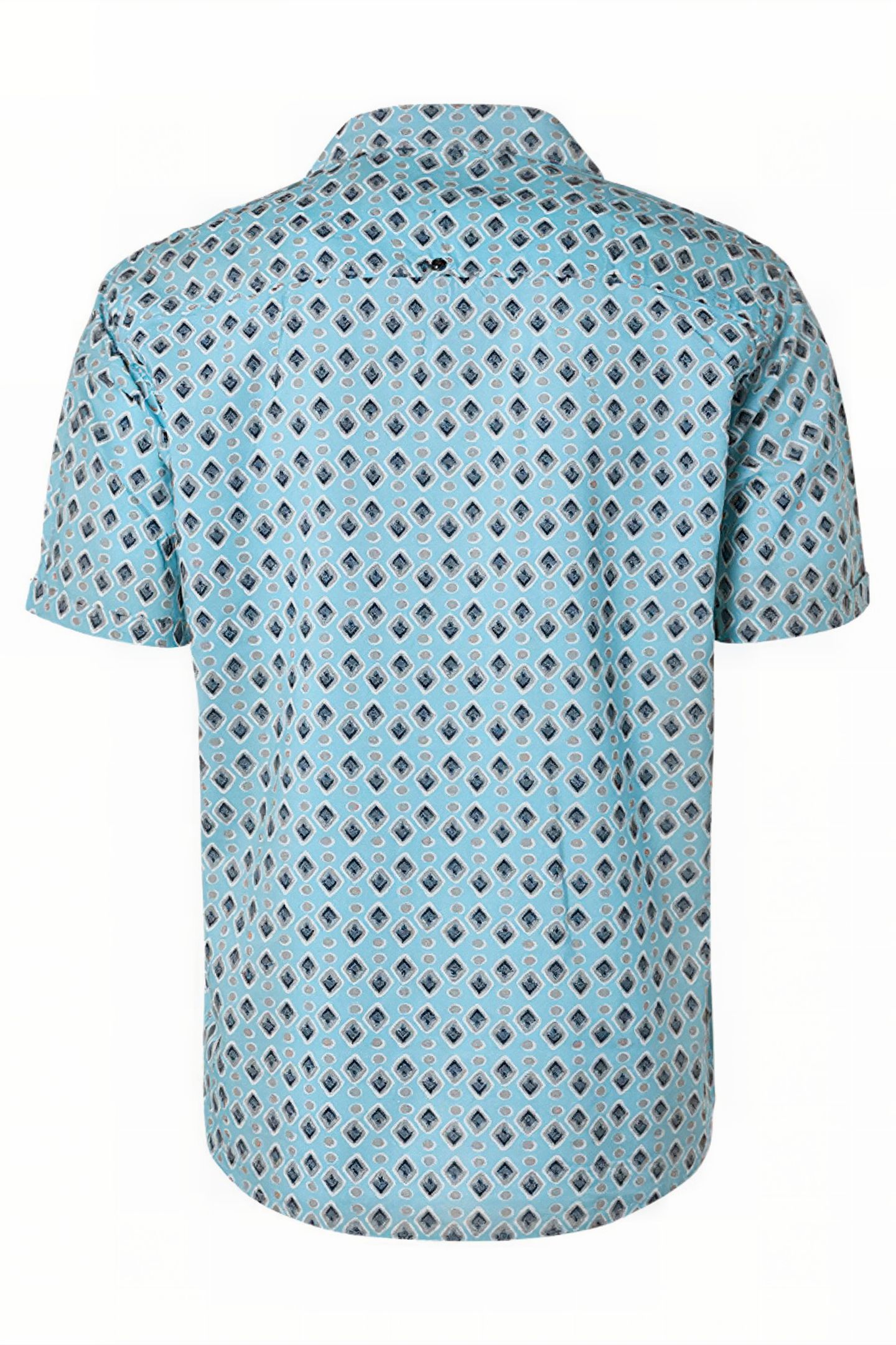 SHIRT SHORT SLEEVE RESORT COLLAR ALLOVER PRINTED LIGHT AQUA 5