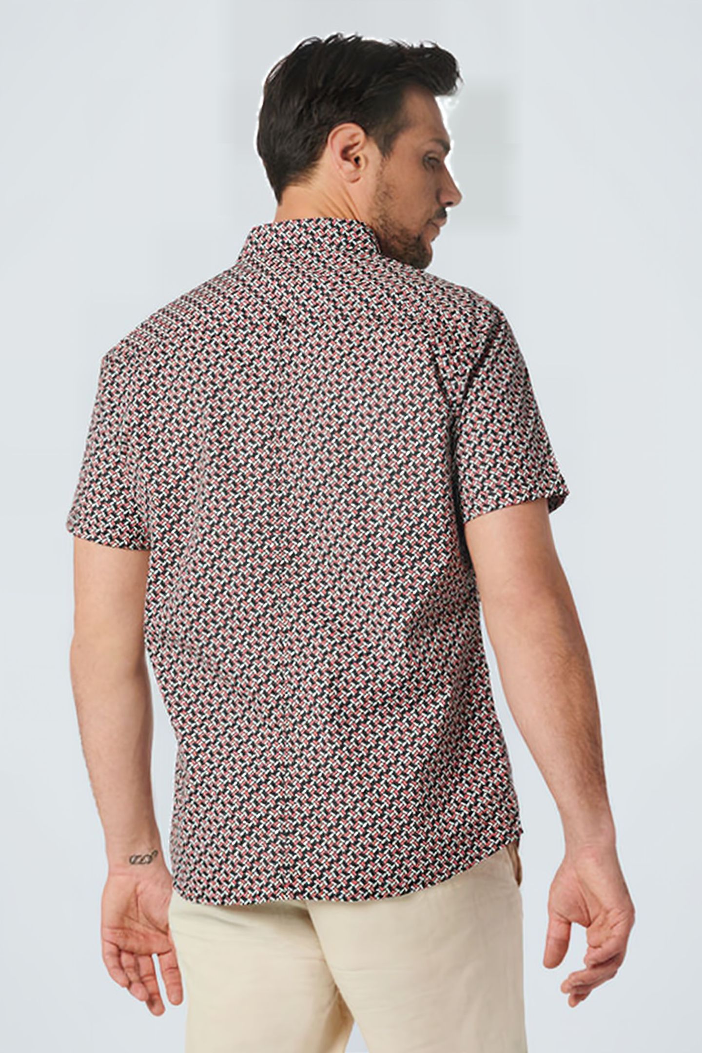 SHIRT SHORT SLEEVE ALLOVER PRINTED STRETCH OLD PINK 2