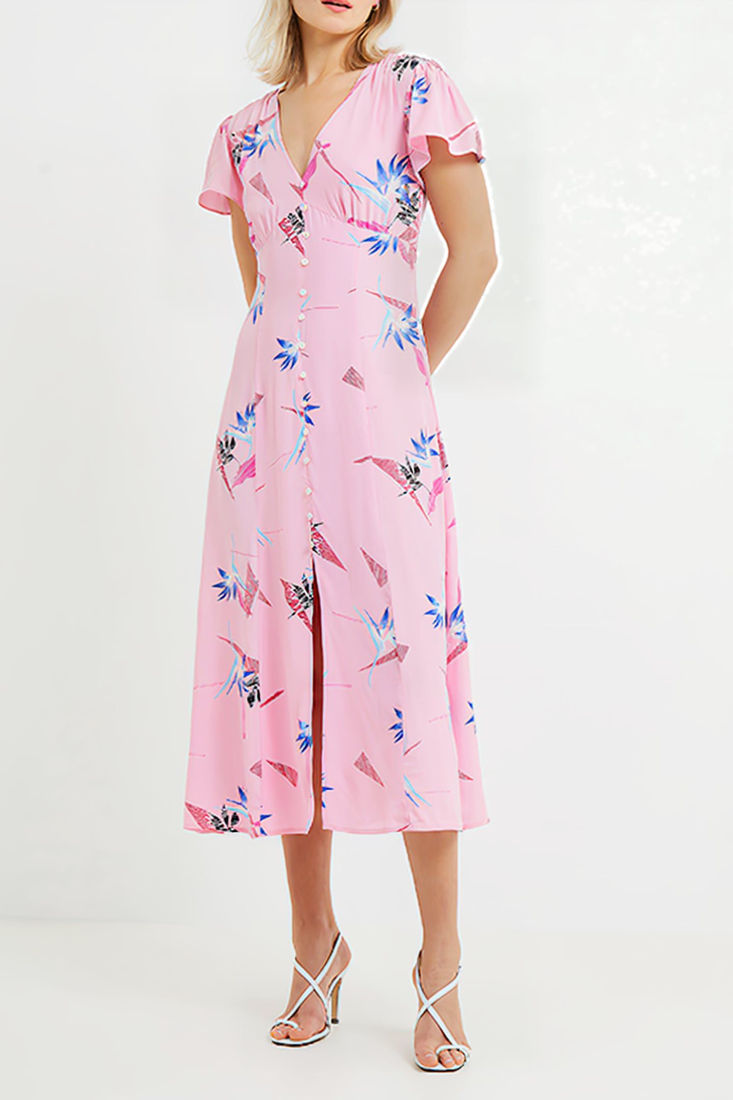 EUGINE ECO DELPHINE DRAPE MIDI DRESS SEA PINK 1