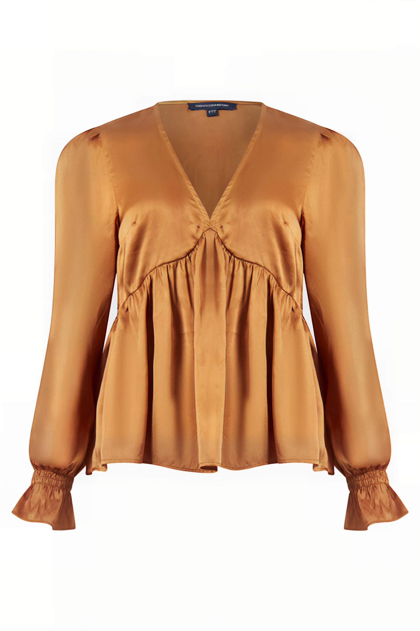 INU SATIN V-NECK EMPIRE TOP HONEY BRONZE 4