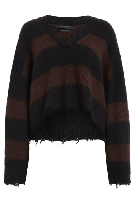 LOU CROP V NECK BLK/CHESTNUT BROWN 4